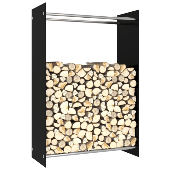 vidaXL Polttopuuteline musta 80x35x120 cm lasi