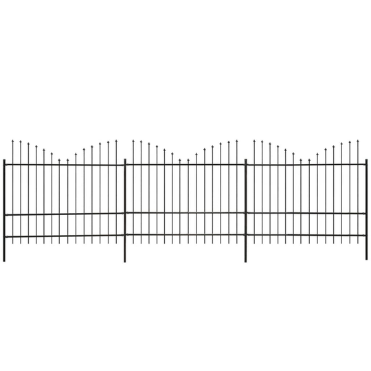 vidaXL Puutarha-aita keihäänkärjillä teräs (1,75-2)x6 m musta