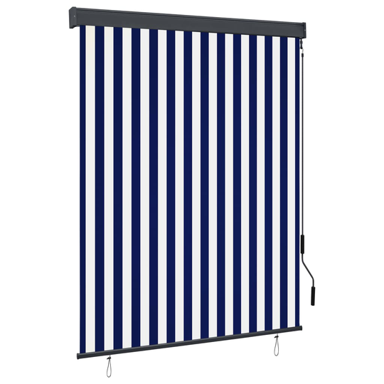 vidaXL Ulkorullaverho 140x250 cm sininen ja valkoinen