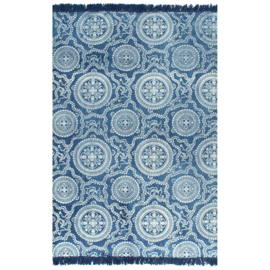 vidaXL Kelim-matto puuvilla 160x230 cm kuviolla sininen