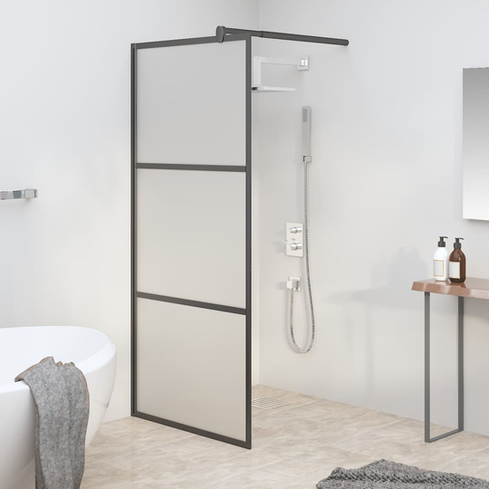 vidaXL Walk-in suihkuseinäke 90x195 cm huurrettu ESG-lasi musta