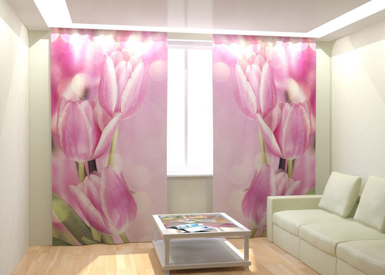Kuvaverhot PINK TULIPS 300x260 cm