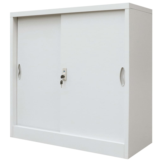 vidaXL Toimistokaappi liukuovilla metalli 90x40x90 cm harmaa