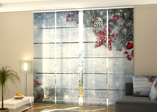 Puolipimentävä paneeliverho Christmas Red Star 3 240x240 cm