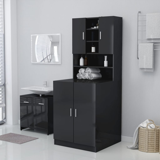 vidaXL Pesukonekaappi korkeakiilto harmaa 71x71,5x91,5 cm