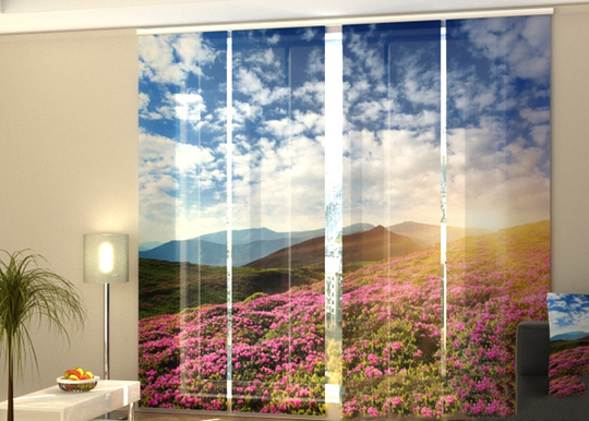 Puolipimentävä paneeliverho Flowers and mountains 240x240 cm