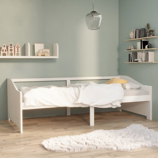 vidaXL Päivävuode 3-istuttava valkoinen täysi mänty 90x200 cm