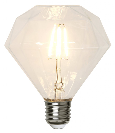 E27 dekoration kantig LED 3,2W dimbar (Läpinäkyvä)