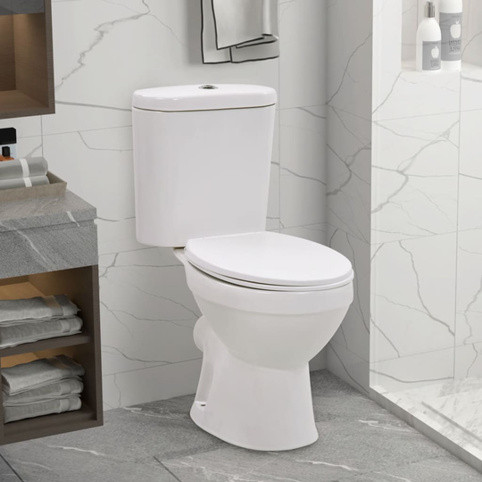 vidaXL Lattiaan asennettava wc-istuin vesisäiliö keraaminen valkoinen