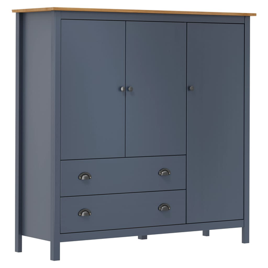 vidaXL Kolmiovinen vaatekaappi Hill Range harmaa 142x45x137 cm mänty