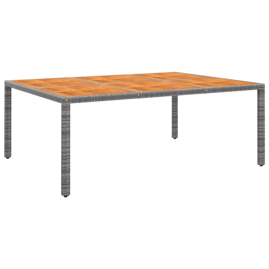 vidaXL Puutarhapöytä 200x150x75 cm akaasiapuu ja polyrottinki harmaa