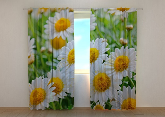 Puolipimentävä verho White camomiles 240x220 cm