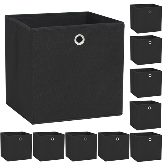 vidaXL Säilytyslaatikot 10 kpl kuitukangas 32x32x32 cm musta